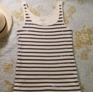 Navy sequin striped tank